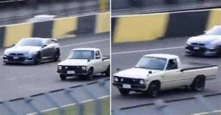 A Nissan GTR was dusted by a supped-up Hilux bakkie.