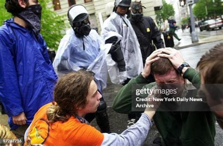 A protestor is shown injured during a confrontation with police during a rally at the Capitol on Wednesday. Photo / AP 