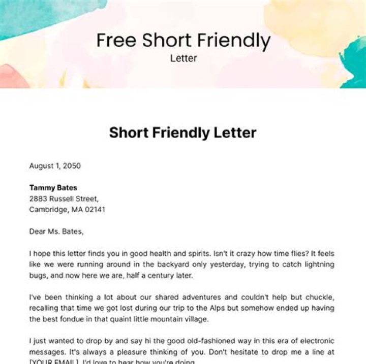 A template of a friendly letter