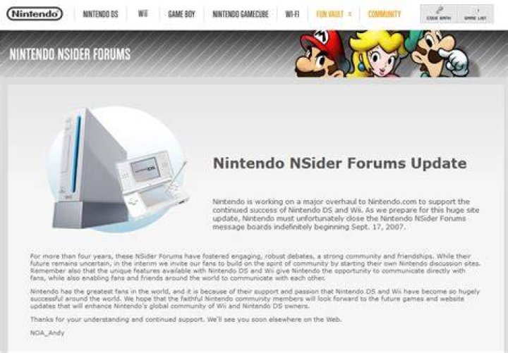 After Years of Service, Nintendo's NSider Forums Have Closed Indefinitely