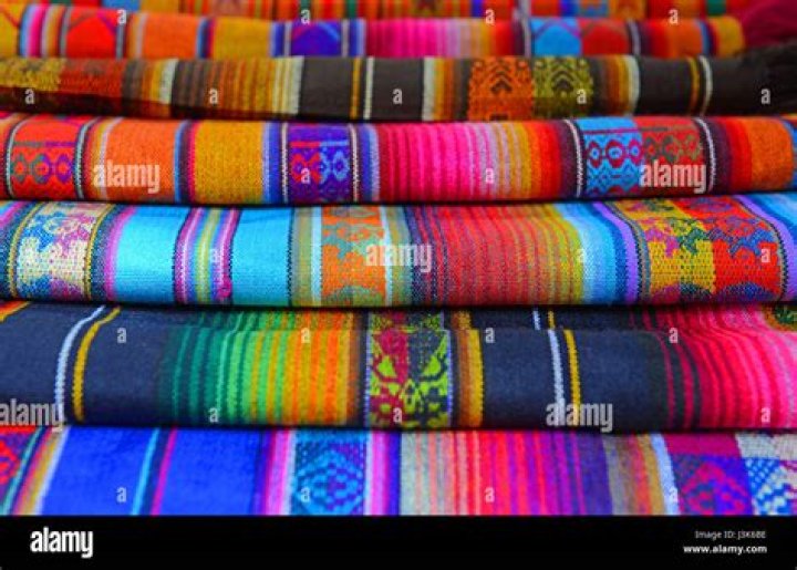 Andean Textiles From Ecuador on display at an outdoor market