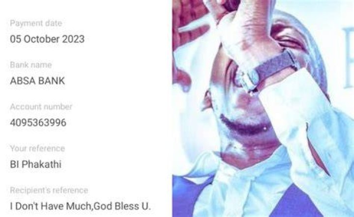 BI Phakathi blessed a hungry with a restaurant feast and money. BI Phakathi blessed a hungry with a restaurant feast and money.