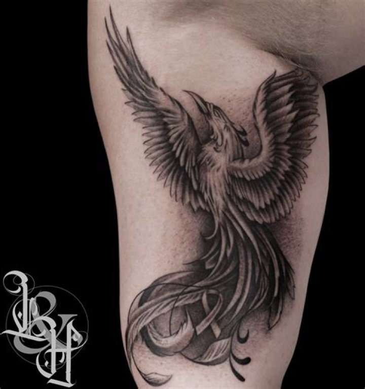 Black and grey phoenix tattoo Black and grey phoenix tattoo