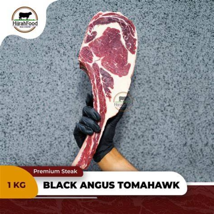 Black Angus Tomahawk (top), Kobe beef (bottom left), and A5 Wagyu Beef (bottom right) Black Angus Tomahawk (top), Kobe beef (bottom left), and A5 Wagyu Beef (bottom right)