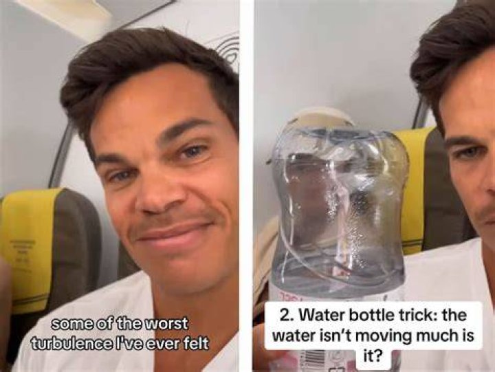 Bottled it: Celebrity pilot Jimmy Nicholson advises nervous flyers to grab a bottle of water. Photo / TikTok; @jimmy_nicholson
