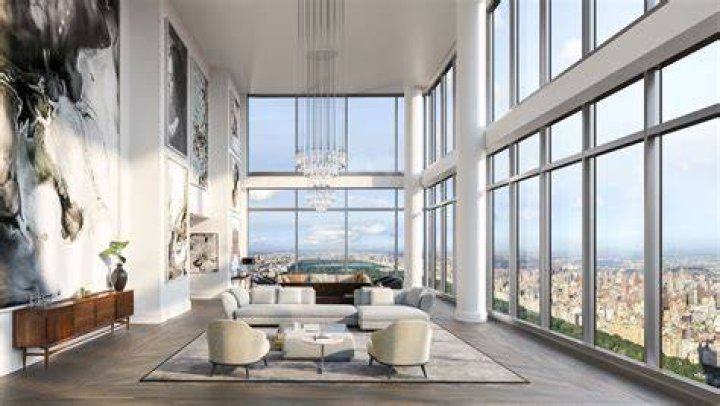 Collage images of a penthouse terrace, sold sign and a couple laughing
