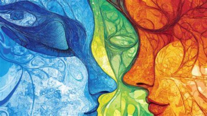 colorful line art depicting human cloning, schizophrenia, human lifespan, migraines, common cold, pandemics and asthma