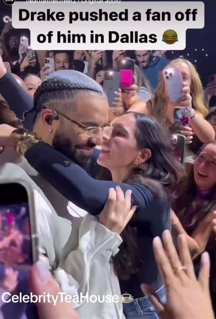 Drake pushed a fan off stage.