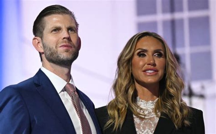 Eric Trump and his wife Lara at the opening Trump Turnberry's new golf course the King Robert The Bruce course in 2017. Photo / Jeff J Mitchell, Getty Images