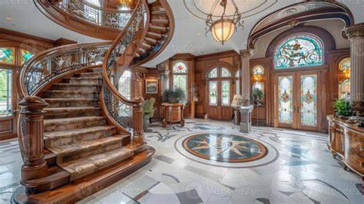 Foyer with spiral staircase