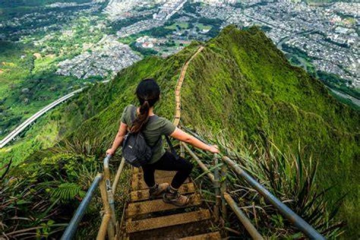 Haiku Stairs' narrow ladders aren't for the faint of heart. Photo / Yima Kim, Unsplash 