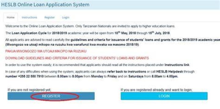 HESLB Loan Application OLAMS System User Instructions