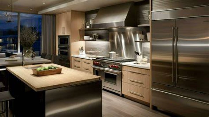 Kitchen with stainless steel appliances