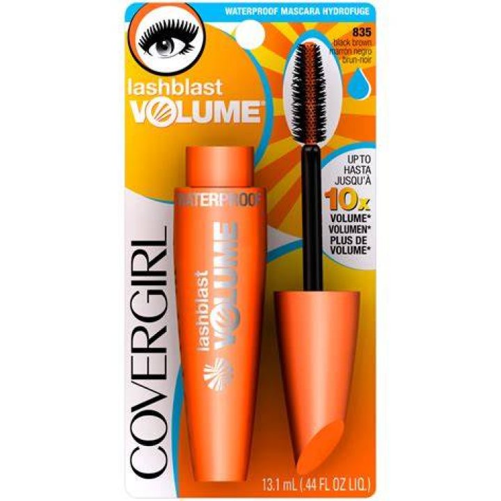 left is covergirl lashblast volume mascara, right is model wearing the mascara