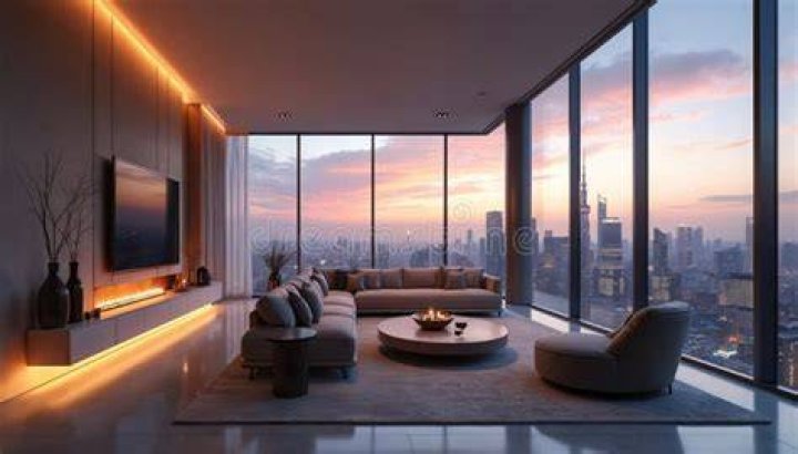 Living room with city views