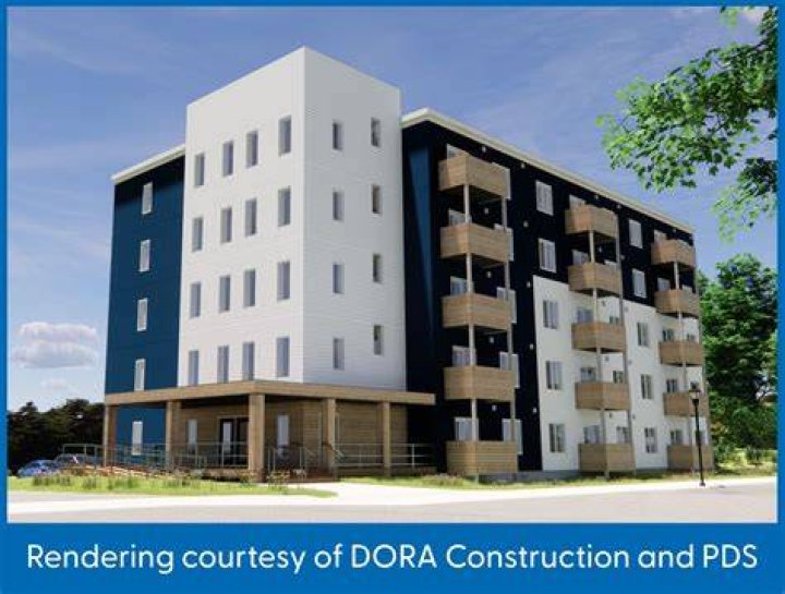 (l-r) Rendering of NOVA and photo from topping out ceremony via Denice Flores Almendares; NOVA interior rendering via Modern Spaces