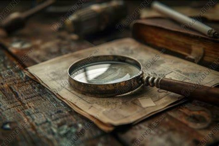 magnifying glass over an old book