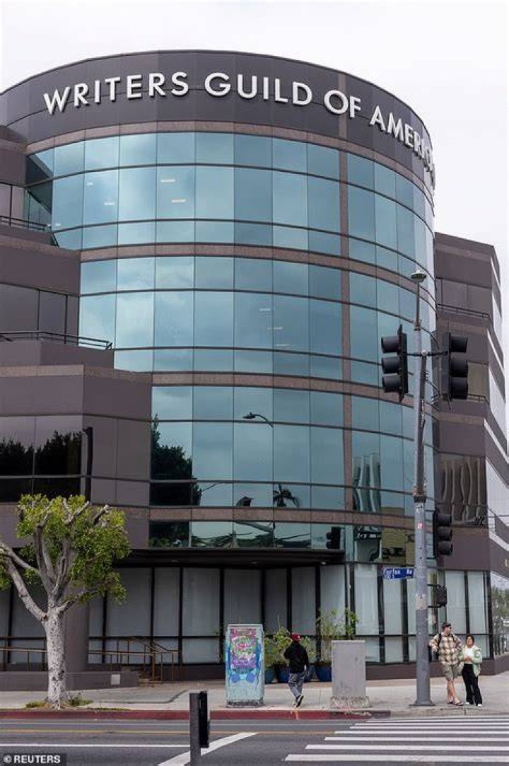 Members of the Writers Guild of America outside an entrance to Warner Bros. Studios. Photo / AP