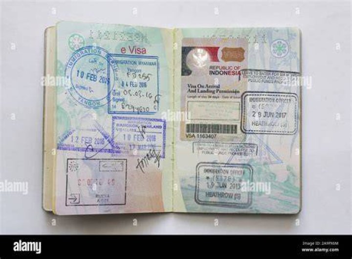 passport visa page open on map