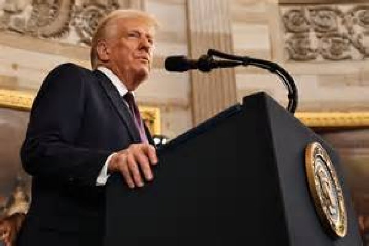 President Donald Trump speaks during a rally protesting the Electoral College certification of Joe Biden as President. Photo / AP 