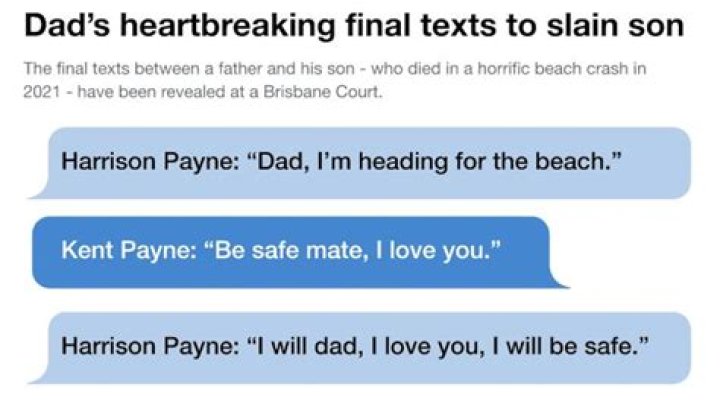 The last texts between Harrison and his dad have been read in court. Photo / Supplied