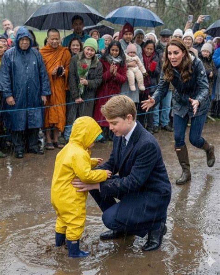 The moment Prince Louis won over the crowd when he dashed toward sister Charlotte with a bouquet of flowers. Photo / YouTube