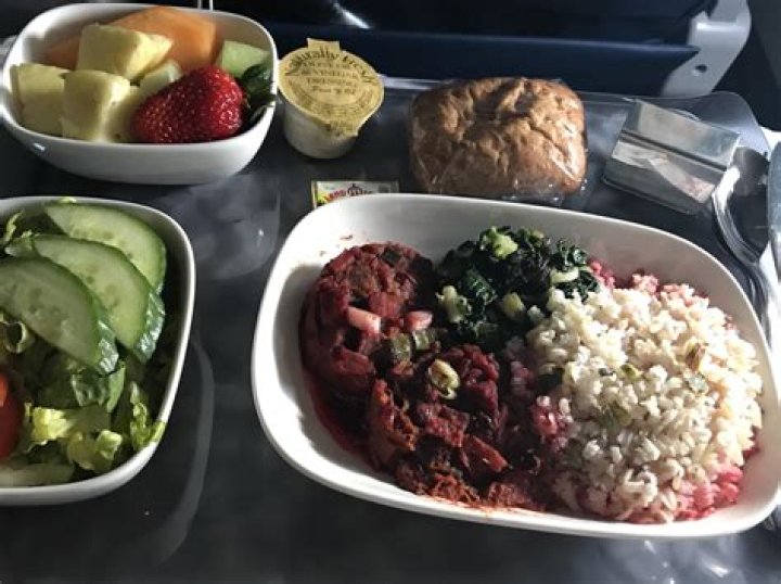 The vegetarian meal onboard Delta's Auckland to LA route. Photo / Katie Harris