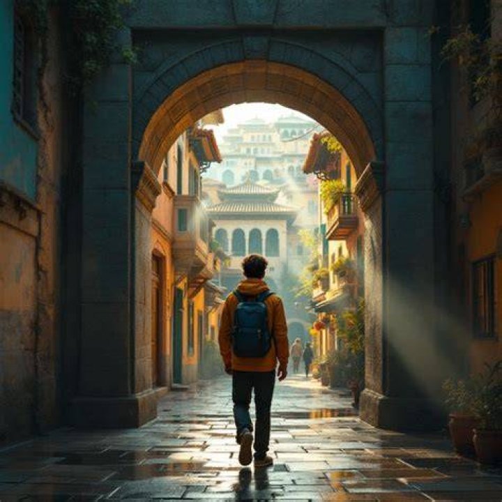 traveler walking through sunny architecture in morocco while on alternative spring break