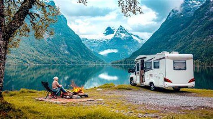 woman camping with her RV