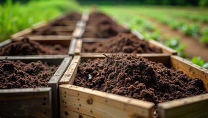 Wooden boxes filled with soil and plants