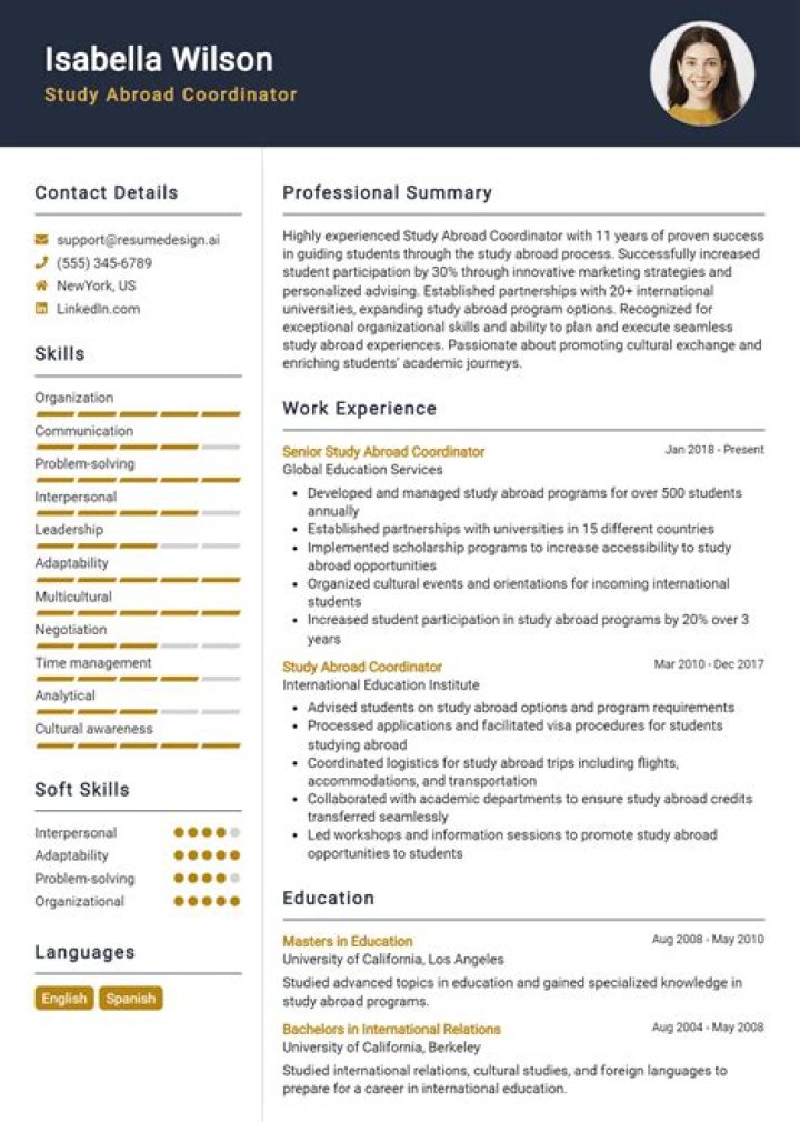 writing study abroad resume bullet points