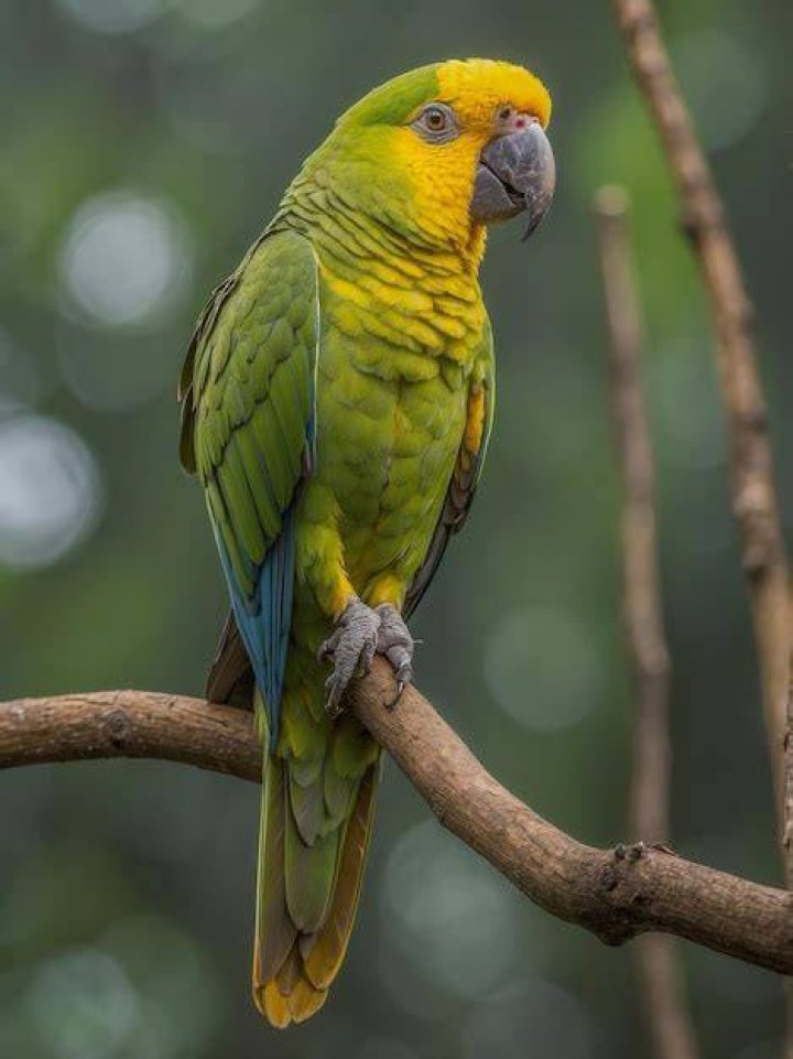 Yellow-Naped Amazon Parrot on a Playgym